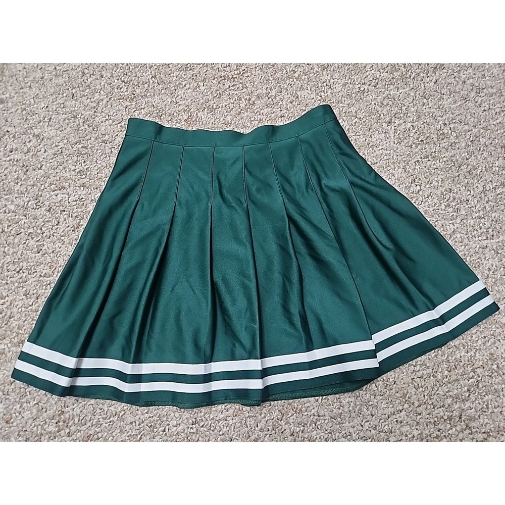ZOOZATZ  Pleated Cheer Skirt‎ Green White Size M 28x16